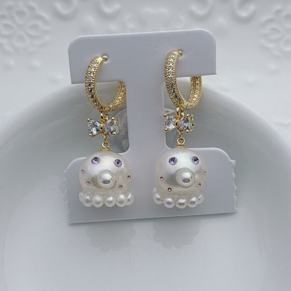 E194  Handmade Freshwater Baroque Pearl Octopus Earrings